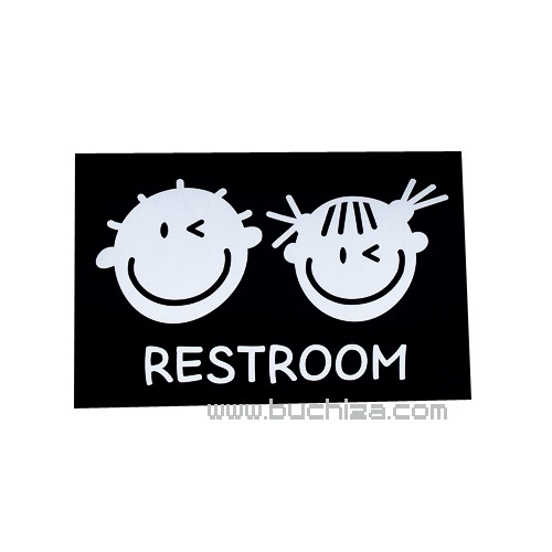 화장실표시 - 찡긋! 음각(RESTROOM)이미지와 글씨만이 스티커입니다