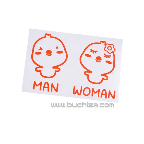 화장실표시 -  삐약삐약(MAN/WOMAN)이미지와 글씨만이 스티커입니다옵션의 사이즈는 WOMAN의 사이즈입니다MAN/WOMAN 1세트 상품