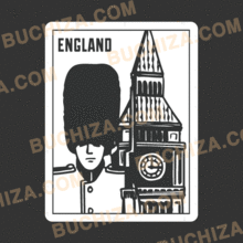 영국 근위병 + 런던 빅벤 시계탑 모노톤 스티커 [Digital Print]