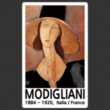 [미술여행 - 이탈리아 / 프랑스] 아메데오 모딜리아니  [ 큰 모자를 쓴 잔 에뷔테른 ][Digital Print 스티커]