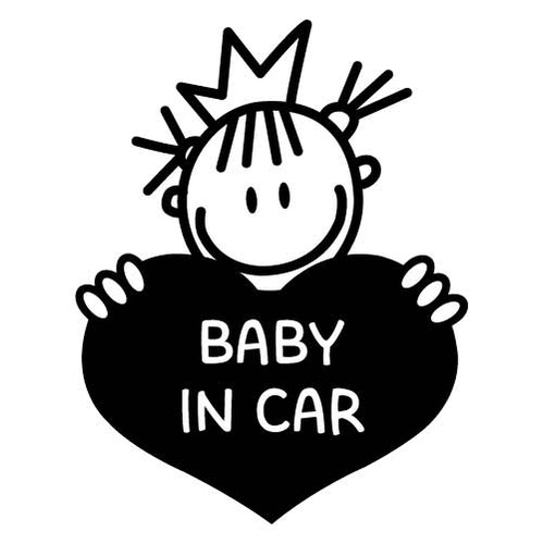 [BABY IN CAR]하트팡팡-공주님색깔있는  부분만이 스티커입니다
