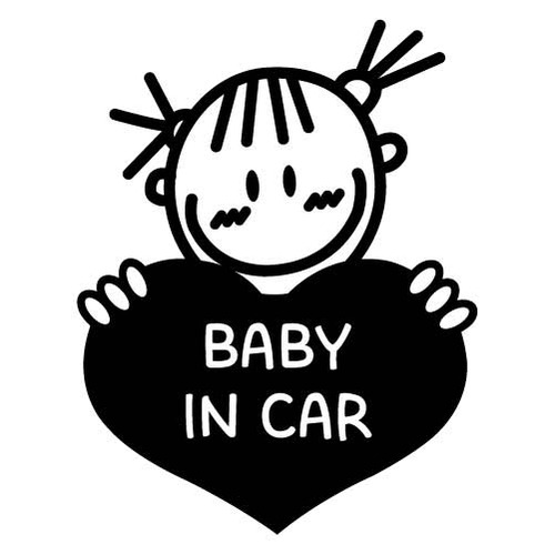 [BABY IN CAR]하트팡팡-부끄럼girl색깔있는  부분만이 스티커입니다