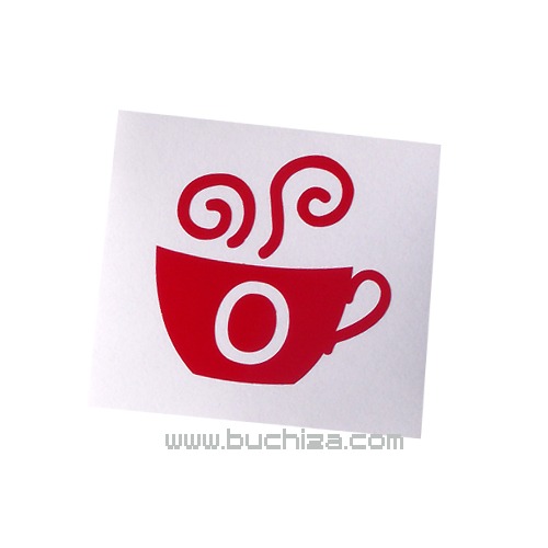 캐릭터 음각 이니셜 18 따뜻한 차한잔 - 알파벳 대문자 색상있는 부분만이 스티커입니다.