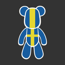 FlagBear 스웨덴국기  / 검정색부분은 배경으로써 스티커가 아닙니다  [Digital Print]사진 아래 ㅡ&gt; 예쁜 [ 세계 FlagBear ] 스티커 준비해 놨습니다....^^*